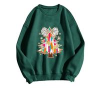 Generisch Sudadera para mujer Its Fall Yall con estampado de leopardo, informal, de manga larga, para Halloween y ocio, verde, L