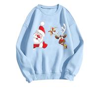 Generisch Sudadera para mujer Its Fall Yall con estampado de leopardo, informal, manga larga, para Halloween, azul celeste, XXL