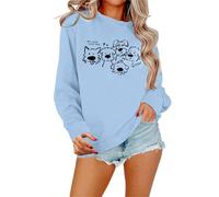 Generisch Sudadera para mujer Its Fall Yall con estampado de leopardo para Halloween, diseño informal de manga larga, como suéter de moda, azul celeste, XXL