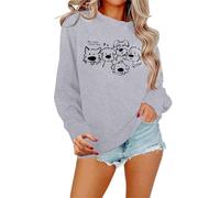Generisch Sudadera para mujer Its Fall Yall con estampado de leopardo para Halloween, diseño informal de manga larga, como suéter de moda, gris, L