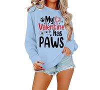 Generisch Sudadera para mujer Its Fall Yall con estampado de leopardo para Halloween en diseño informal de manga larga como suéter cómodo para los días de otoño, azul celeste, XXL