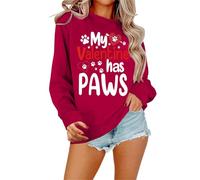 Generisch Sudadera para mujer Its Fall Yall con estampado de leopardo para Halloween en diseño informal de manga larga como suéter cómodo para los días de otoño, rojo, M