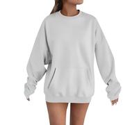 Generisch Sudadera para mujer, manga larga, cuello redondo, suéter de otoño e invierno, abrigo de gran tamaño, suéter para mujer, suelto, informal, ropa de calle, sudaderas sin capucha, blusas, gris
