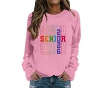 Generisch Sudadera para mujer negra moderna para mujer con estampado de letras, cuello redondo, sudadera de invierno, sin capucha, negro, oversized sudadera con capucha blanca sol, E-rosa., S