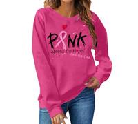Generisch Sudadera para mujer para sensibilización sobre el cáncer de mama - Jersey con diseño de cinta rosa | Camiseta de apoyo en octubre, Estilo_f01 rosa fuerte, L