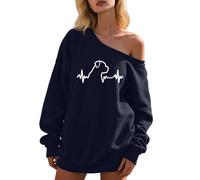 Generisch Sudadera para mujer sin capucha sexy con un solo lado para los hombros descubiertos, jersey de manga larga, camiseta de manga larga, chaqueta de montaña, holgada, informal, Y2k Streetwear, Q