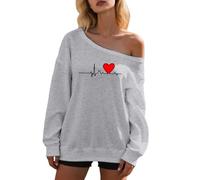 Generisch Sudadera para mujer sin capucha sexy con un solo lado para los hombros descubiertos, jersey de manga larga, camiseta de manga larga, chaqueta de montaña, holgada, informal, Y2k Streetwear, P