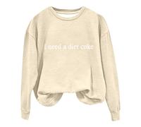 Generisch Sudadera para mujer sin capucha, suéter para mujer, talla grande, sudadera con capucha de algodón, sudadera clásica monocolor, camiseta de manga larga holgada, cómoda sudadera con capucha