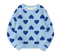 Generisch Sudadera para niñas Cute Heart Printed Crewneck Kids Sweaters Children Casual Fashion Trajes Niñas Suéter S, azul, 5-6 años