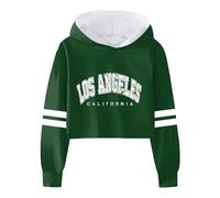 Generisch Sudadera para niñas y niñas, informal, holgada, activa, de manga completa, sudaderas con capucha, sudaderas con capucha con estampado de letras a rayas, camisetas cortas para adolescentes