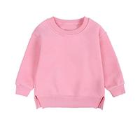 Generisch Sudadera para niños, niñas, niños, manga larga, suelta, forro polar, básica, tops informales, ropa de calle, otoño-invierno, cómoda, monocolor, deporte, ocio, sudaderas, Rosa intenso., 12-24