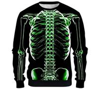 Generisch Sudadera Sans Manches Imprimé Halloween Pour Homme - Pull élégant à Motif squelette en Polaire légère, idéal Pour Les fêtes Les Tenues Décontractées, Negro3, M