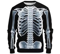Generisch Sudadera Sans Manches Imprimé Halloween Pour Homme - Pull élégant à Motif squelette en Polaire légère, idéal Pour Les fêtes Les Tenues Décontractées, negro1, 6XL