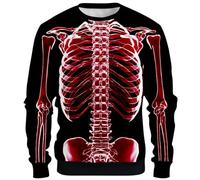 Generisch Sudadera Sans Manches Imprimé Halloween Pour Homme - Pull élégant à Motif squelette en Polaire légère, idéal Pour Les fêtes Les Tenues Décontractées, Negro2, 4XL