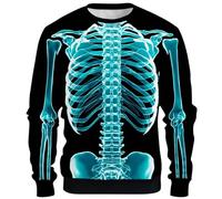 Generisch Sudadera Sans Manches Imprimé Halloween Pour Homme - Pull élégant à Motif squelette en Polaire légère, idéal Pour Les fêtes Les Tenues Décontractées, Negro4., XL