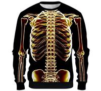 Generisch Sudadera Sans Manches Imprimé Halloween Pour Homme - Pull élégant à Motif squelette en Polaire légère, idéal Pour Les fêtes Les Tenues Décontractées, Negro5, 4XL