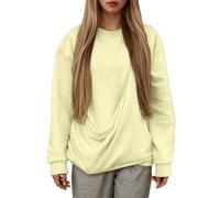 Generisch Sudadera sin capucha con bolsillo y bolsillo frontal de gato para ropa pequeña cómoda de forro polar suave, beige, M