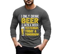 Generisch Sudadera sin capucha para bebedor de cerveza, amante de la cerveza, texto divertido, camiseta Oktoberfest, manga larga con impresión de cerveza, camiseta de manga larga de Múnich, gris