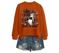 Generisch Sudadera sin mangas para mujer, estilo informal, para vacaciones, diseño gráfico de Halloween, manga larga, ajuste cómodo, sudadera con capucha, Orange2, S