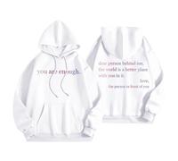 Generisch Sudadera unisex con mensaje positivo en la parte delantera y trasera. Sudadera con capucha con texto animado. Cómoda sudadera para un día a día consciente, Style_q07 Blanco, XXL