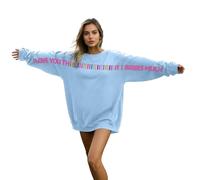 Generisch Sudadera unisex de gran tamaño para adultos, con bolsillo frontal, forro polar suave para ropa de calle informal y acogedora, azul claro, L