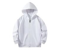 Generisch Sudaderas con capucha de manga larga con cremallera de color sólido para niños, abrigo suave, blusa con bolsillo, suéter para niñas M, Blanco, 2-3 años
