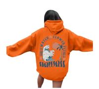 Generisch Sudaderas con capucha para mujer con letras gráficas de gran tamaño Suéter Tops Casual Manga Larga Sudadera con Capucha con Cordón Bolsillos Mi cuenta, naranja, S
