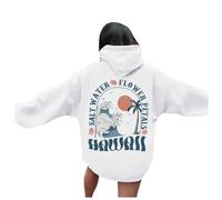 Generisch Sudaderas con capucha para mujer con letras gráficas de gran tamaño Suéter Tops Casual Manga Larga Sudadera con Capucha con Cordón Bolsillos Mi cuenta, Blanco, S