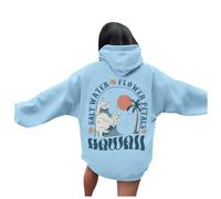 Generisch Sudaderas con capucha para mujer con letras gráficas de gran tamaño Suéter Tops Casual Manga Larga Sudadera con Capucha con Cordón Bolsillos Mi cuenta, azul claro, S