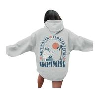 Generisch Sudaderas con capucha para mujer con letras gráficas de gran tamaño Suéter Tops Casual Manga Larga Sudadera con Capucha con Cordón Bolsillos Mi cuenta, Gris claro., S