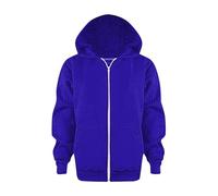 Generisch Sudaderas con capucha para niñas de manga larga con cremallera estampada sudaderas unisex suave abrigo blusa con bolsillo, azul, 11-12 años