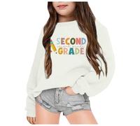 Generisch Sudaderas con capucha para niñas para el día a día. Suéter suave de manga larga con cuello redondo con bonito estampado para la escuela al aire libre, Blanco, 11-12 años