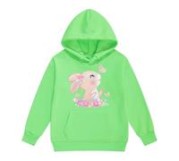 Generisch Sudaderas con capucha y sudaderas lindo suéter con estampado de conejito para niños pequeños ropa exterior casual chaqueta de forro polar cálido para invierno, verde, 6-7 años