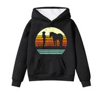 Generisch Sudaderas con capucha y sudaderas para niña Jersey cálido de forro polar con bolsillo Bonito estampado de caballo de manga larga Sudadera informal para, Negro , 12-13 años