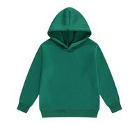 Generisch Sudaderas con capucha y sudaderas para niña, sudaderas de manga larga, color liso, ropa de ocio, acogedora sudadera con forro polar para niños pequeños hasta adolescentes, Verde oscuro., 6-7