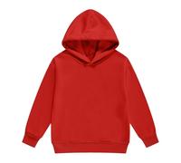 Generisch Sudaderas con capucha y sudaderas para niña, sudaderas de manga larga, color liso, ropa de ocio, acogedora sudadera con forro polar para niños pequeños hasta adolescentes, rojo, 10-11 años