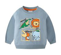 Generisch Sudaderas con capucha y sudaderas para niños de invierno cálido con bonito estampado de animales, forro polar suave, manga larga, atuendo informal para niños pequeños de 1 10 años (azul