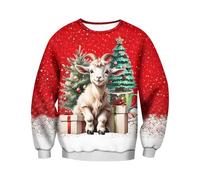 Generisch Sudaderas de algodón para hombre, invierno, Navidad, cuello redondo, camiseta deportiva, manga corta, cuello redondo, camiseta deportiva, chaquetas de fantasía para hombre, rojo, XXL