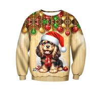 Generisch Sudaderas de algodón para hombre, invierno, Navidad, cuello redondo, camiseta deportiva, manga corta, cuello redondo, camiseta deportiva, chaquetas de fantasía para hombre, amarillo claro, L