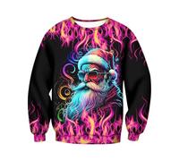 Generisch Sudaderas de algodón para hombre, invierno, Navidad, cuello redondo, camiseta deportiva, manga corta, cuello redondo, camiseta deportiva, chaquetas de fantasía para hombre, Negro , XXL