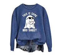 Generisch Sudaderas de calabaza de Halloween Oversized Cute Ghost Patrón Manga Larga Manga Larga Halloween Sudadera con Capucha Mujeres Divertido Mente Gráfico Sudadera Estampado Sudadera Niña Cuello
