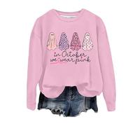 Generisch Sudaderas de calabaza de Halloween Oversized Cute Ghost Patrón Manga Larga Manga Larga Halloween Sudadera con Capucha Mujeres Divertido Mente Gráfico Sudadera Estampado Sudadera Niña Cuello