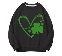 Generisch Sudaderas de cuello redondo para niñas y niños Primavera y Otoño San Día Medio y Grande Children's Sudaderas Retro Personality 2D Impresión Children's Casual Sudadera Negra Niñas Suéter