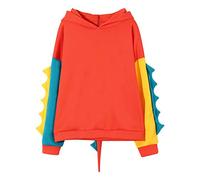 Generisch Sudaderas de dinosaurio suelto combina moda casual mujeres longitud de manga tops mujer negro, naranja, L