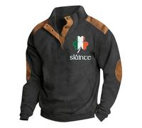 Generisch Sudaderas de invierno para hombre, impresión digital 3D, cuello alto, media cremallera, sudadera con capucha, chaquetas de fantasía para hombre, Negro , L