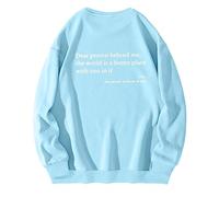 Generisch Sudaderas de manga larga de moda para mujeres como un gráfico de palabras de moda Tops ropa preppy sin, azul, M