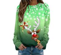 Generisch Sudaderas navideñas para mujer, diseño gráfico lindo, suéter de forro polar de Navidad, talla grande, albornoz ligero de rizo para mujer sin, verde, 3XL