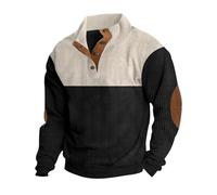 Generisch Sudaderas para hombre Corduroy Bloque de Color Suéter de Invierno con Botones Ajuste Relajado Suéter Jogging Suéter Otoño e Invierno Cálido Suéter de Trabajo Cómodo Suéter Casual, Negro