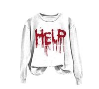 Generisch Sudaderas para mujer con gráfico de palabras para mujer sudadera con humor sarcástico Halloween suéter estampado suave sudadera mujer sudadera con capucha negro mujer sin, azul oscuro, M