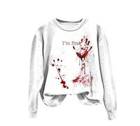 Generisch Sudaderas para mujer con gráfico de palabras para mujer sudadera con humor sarcástico Halloween suéter estampado suave sudadera mujer sudadera con capucha negro mujer sin, azul celeste, L